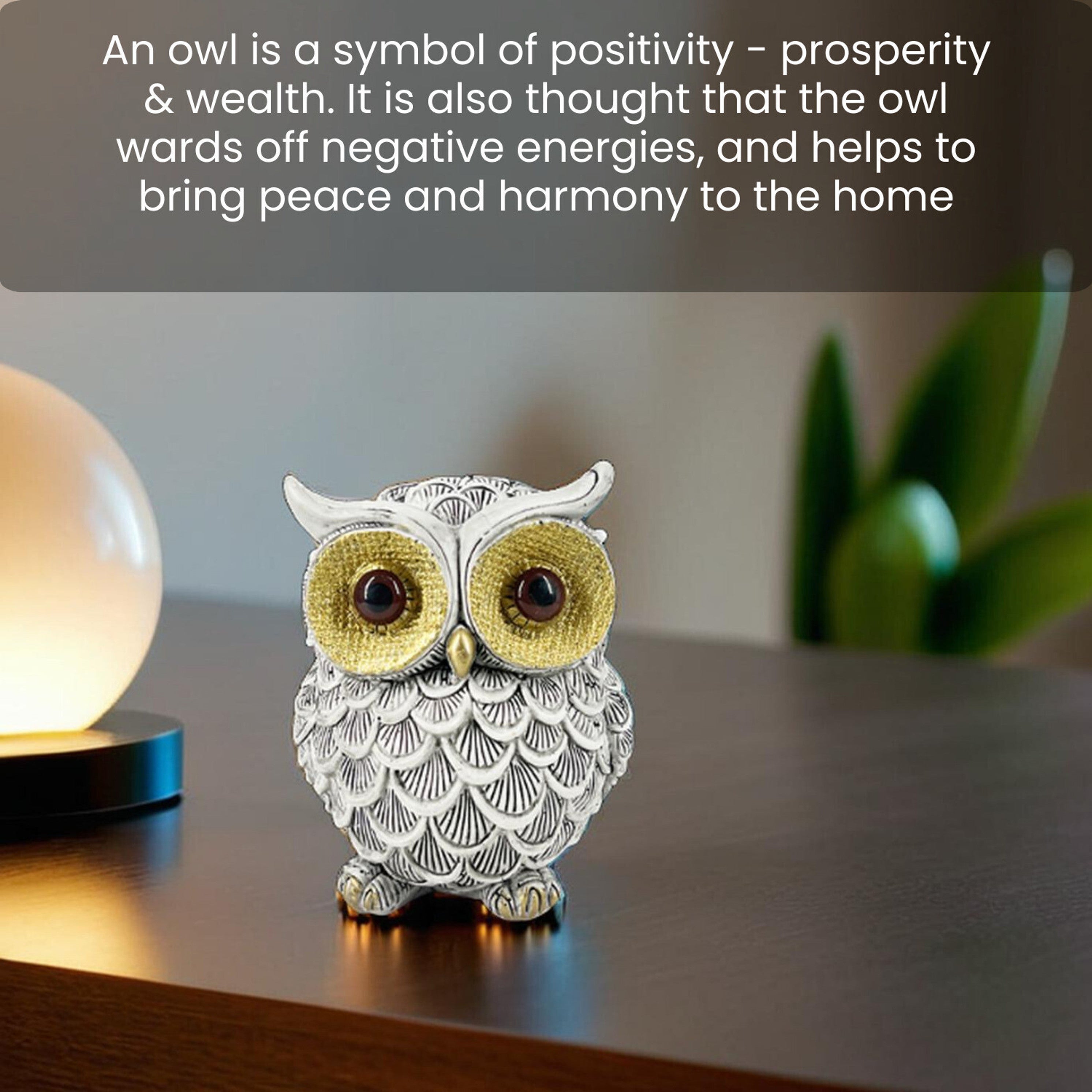 Luxury Owl Showpiece for Home Decor | Elegant Resin Owl Statue | Modern Table Decor by RIVA DECORATION®