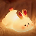 RIVAdecoration® Cute Bunny Silicone Night Lamp | Rechargeable LED Bedside Light | Soft Touch Dimmable Kids Night Lamp for Bedroom & Gift